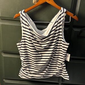 BANANA REPUBLIC Striped Sleeveless Top - Navy and White
